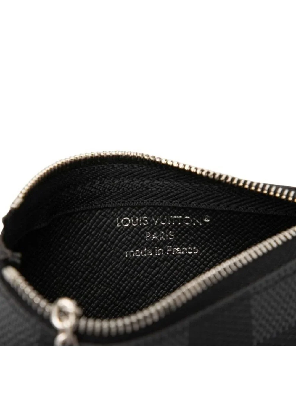 Louis Vuitton Damier Graphite Pochette Cles Coin Purse Black Leather